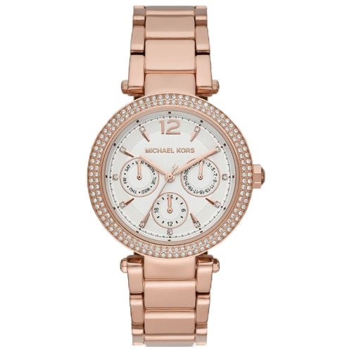 Michael Kors Ladies Parker Rose Gold/White Stainless Watch - MK5781
